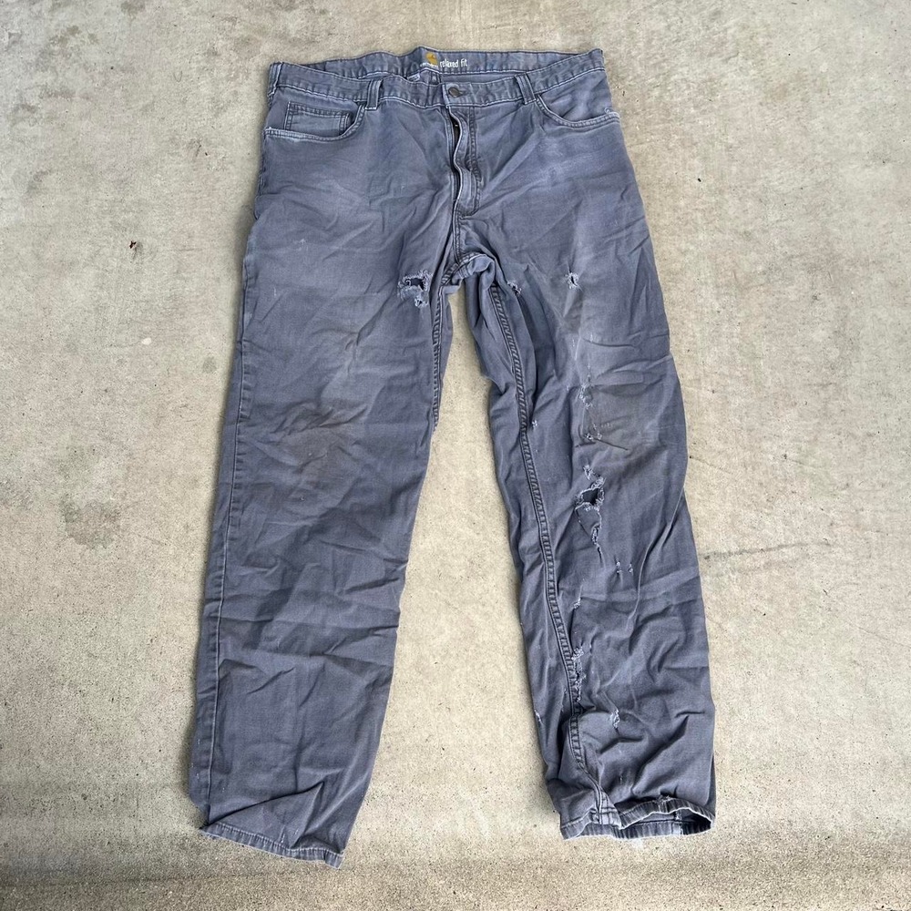 1990s Carhartt Distressed and Patched Carpenter Jeans size '36x'32